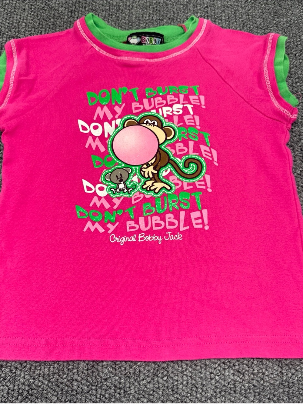 Original Y2K Bobby Jack Kids' Pink Bubble Monkey Top Medium Glitter